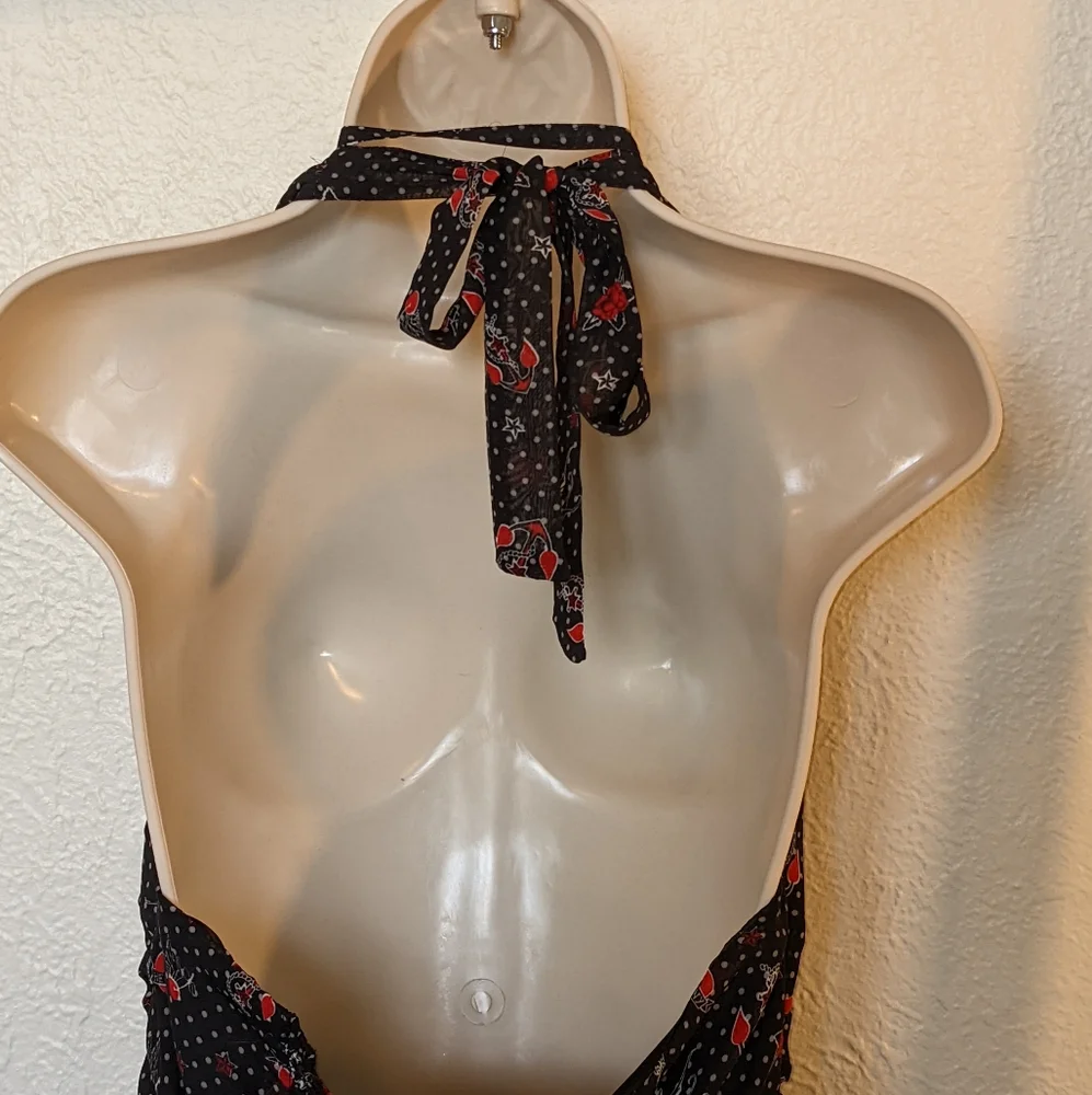 Hell Bunny Black and Red Halter Midi Dress - Picture 4 of 7
